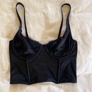 Abercrombie and fitch black lace and satin balconette corset